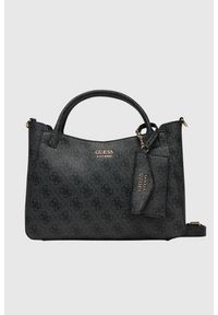 Guess - GUESS Czarna torebka damska Brenton. Kolor: czarny. Materiał: skórzane