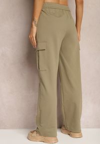 Renee - Zielone Spodnie dresowe z Bawełny z Szerokimi Kieszeniami Cargo Tanelle. Okazja: na co dzień. Stan: podwyższony. Kolor: zielony. Materiał: dresówka, bawełna. Styl: casual #5