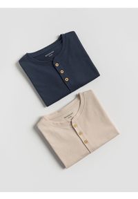 Reserved - Bawełniany longsleeve 2 pack - granatowy. Kolor: niebieski. Materiał: bawełna. Długość rękawa: długi rękaw