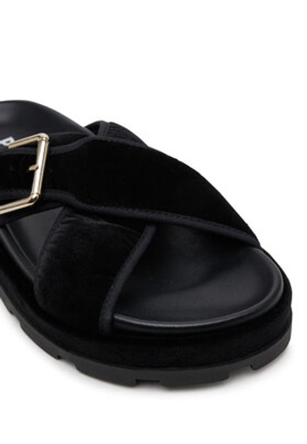 Pollini Klapki SA28094G1MTP0000 Czarny. Kolor: czarny. Materiał: materiał