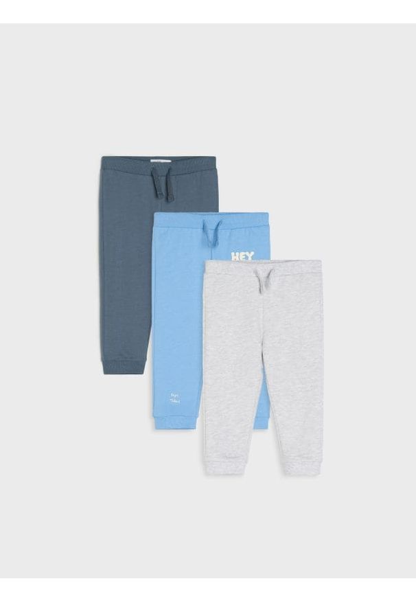 Sinsay - Spodnie jogger 3 pack - niebieski. Kolor: niebieski