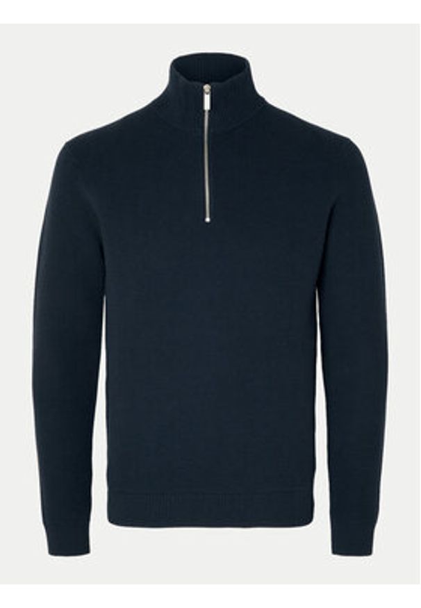 Selected Homme Sweter Dane 16092601 Granatowy Regular Fit. Kolor: niebieski. Materiał: bawełna