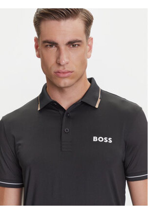 BOSS Polo Paul Pro 50506203 Czarny Slim Fit. Typ kołnierza: polo. Kolor: czarny. Materiał: syntetyk