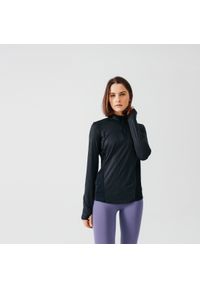 KALENJI - Bluza do biegania damska Kalenji Dry+ cienka. Kolor: czarny. Materiał: poliester, elastan, materiał