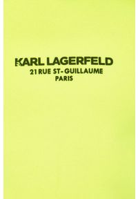 Karl Lagerfeld bluza męska kolor żółty z kapturem z aplikacją. Okazja: na co dzień. Typ kołnierza: kaptur. Kolor: żółty. Materiał: materiał. Wzór: aplikacja. Styl: casual