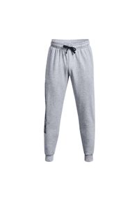 Under Armour - Męskie Spodnie Do Biegania Z Grafiką Rival Fleece. Kolor: szary. Materiał: dresówka #1