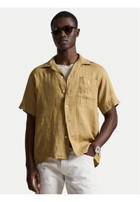 Polo Ralph Lauren Koszula 710966421502 Beżowy ciemny Regular Fit. Typ kołnierza: polo. Kolor: beżowy. Materiał: len #1