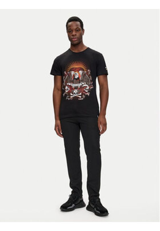 Brave Soul T-Shirt MTS-149DYLAN Czarny Regular Fit. Kolor: czarny. Materiał: bawełna