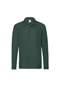 FRUIT OF THE LOOM - Męska Koszulka Polo Premium Z Długim Rękawem. Typ kołnierza: polo. Kolor: czerwony, wielokolorowy, zielony. Długość rękawa: długi rękaw. Długość: długie