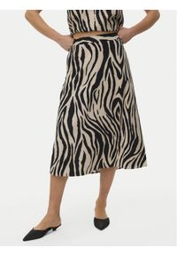 Vero Moda Spódnica midi Mymilo 10340419 Czarny Regular Fit. Kolor: czarny. Materiał: len #1
