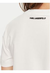 Karl Lagerfeld - KARL LAGERFELD T-Shirt A1W17130 Biały Regular Fit. Typ kołnierza: dekolt w karo. Kolor: biały. Materiał: bawełna #5