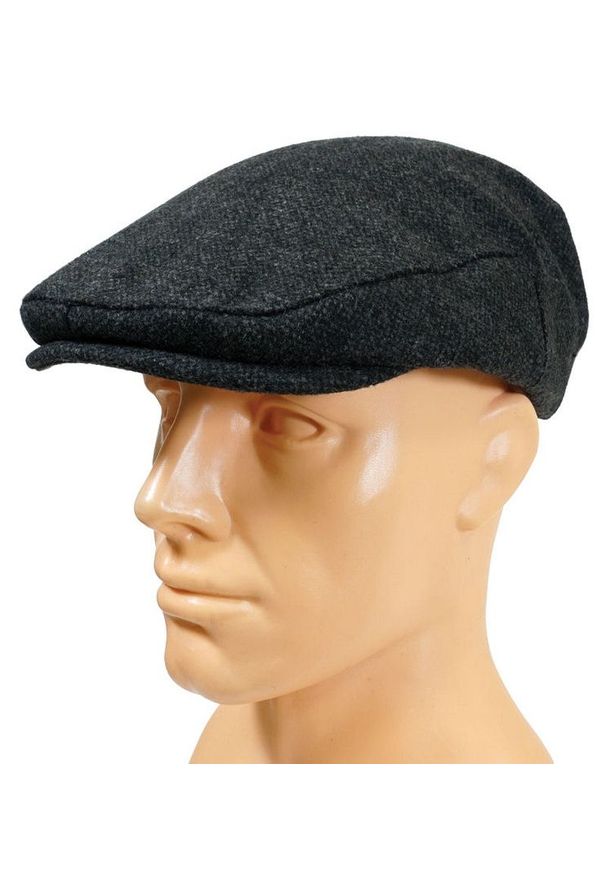 Grafitowy Męski Kaszkiet, Jesienno-Zimowy, Ocieplany -Pako Jeans- z Gumką. Kolor: szary. Materiał: poliester. Sezon: jesień, zima
