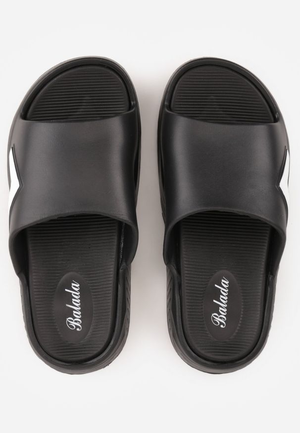 Born2be - Czarne Piankowe Klapki Basenowe na Grubej Podeszwie Atexia. Okazja: na co dzień, na plażę, do domu. Kolor: czarny. Materiał: dresówka. Sezon: lato. Styl: wakacyjny, casual, klasyczny, sportowy