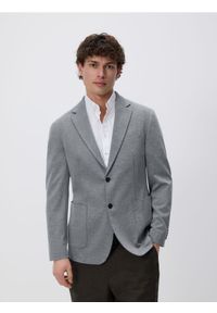 Reserved - Marynarka slim fit z dodatkiem wiskozy - czarny. Kolor: czarny. Materiał: wiskoza. Styl: sportowy
