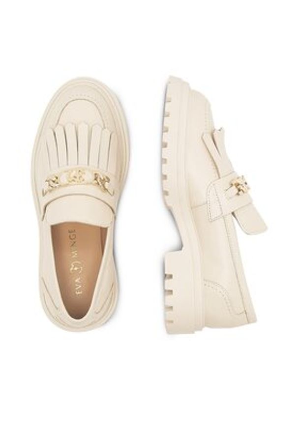 Eva Minge Loafersy ANGE-1018 Beżowy. Kolor: beżowy. Materiał: skóra