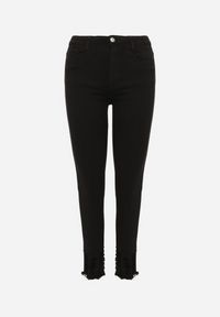 Born2be - Czarne Jeansy z Wiskozą o Kroju Skinny z Przetarciami Taledis. Okazja: na co dzień. Stan: podwyższony. Kolor: czarny. Styl: klasyczny, elegancki, casual #5