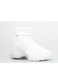 Inna - Sneakersy ze skarpetką białe. Okazja: na imprezę, na spacer. Kolor: biały. Sezon: wiosna. Sport: turystyka piesza #4