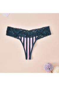 Intica - Stringi koronkowe z delikatnej tkaniny Dzanna. Kolor: zielony. Materiał: tkanina, koronka. Wzór: koronka