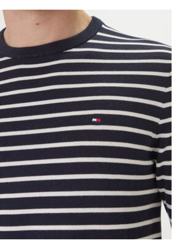 TOMMY HILFIGER - Tommy Hilfiger Sweter Essential MW0MW39999 Granatowy Regular Fit. Kolor: niebieski. Materiał: bawełna