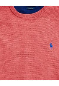 Ralph Lauren - RALPH LAUREN - Czerwony sweter z bawełny Regular Fit Mesh. Typ kołnierza: polo. Kolor: czerwony. Materiał: bawełna, mesh. Wzór: haft, ze splotem. Styl: klasyczny, sportowy #5