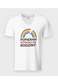 MegaKoszulki - Koszulka męska v-neck Popieram Normalne Rodziny. Materiał: skóra, bawełna, materiał. Styl: klasyczny #1