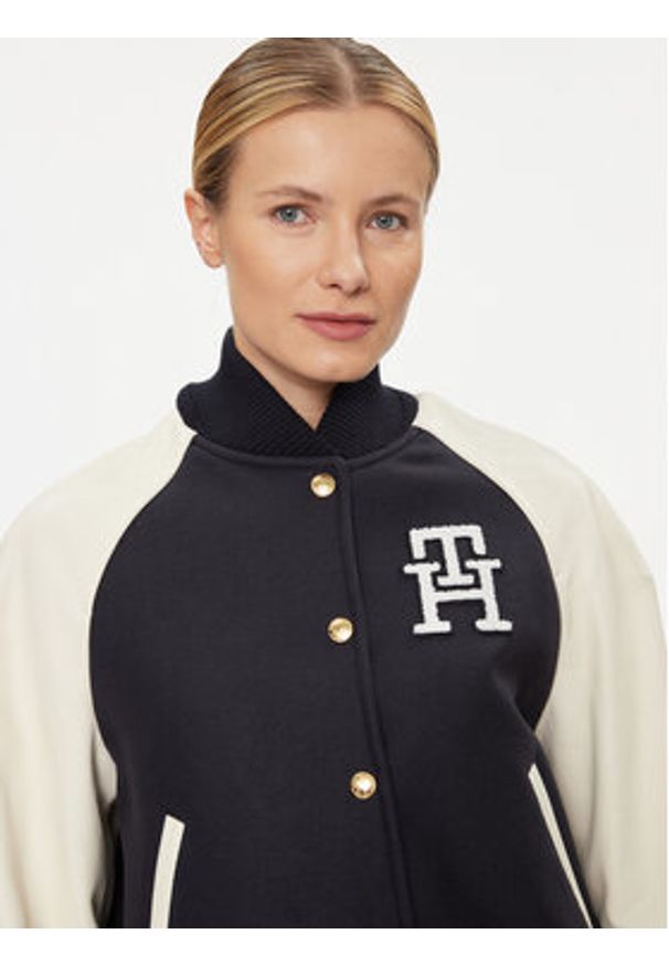 TOMMY HILFIGER - Tommy Hilfiger Kurtka bomber WW0WW39152 Granatowy Regular Fit. Kolor: niebieski. Materiał: wełna