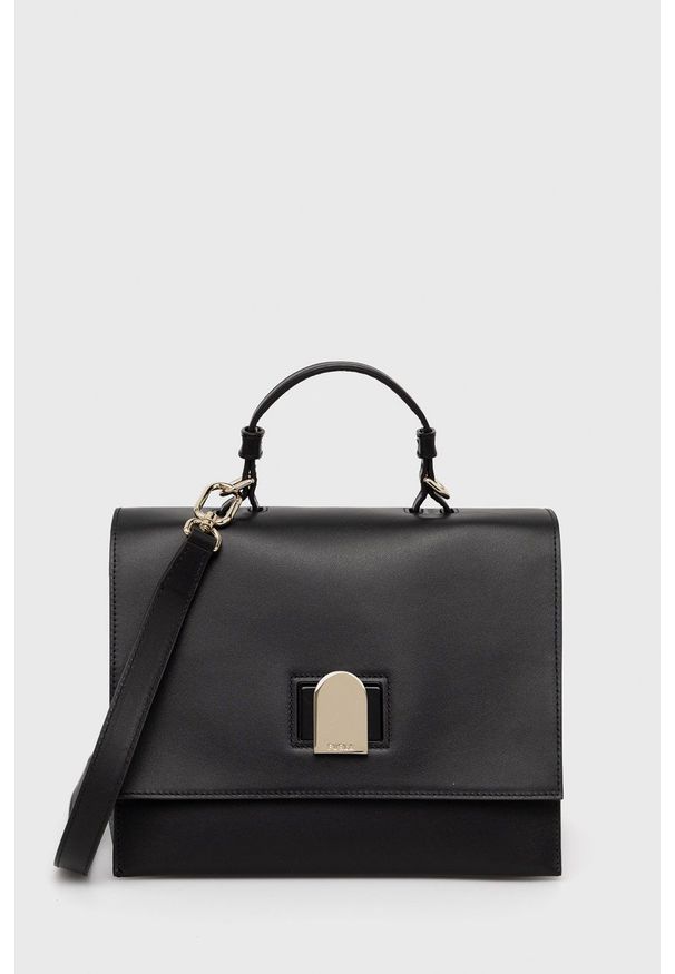 Furla torebka skórzana kolor czarny. Kolor: czarny. Materiał: skórzane