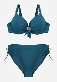 Born2be - Ciemnozielone Bikini Biustonosz z Cyrkoniami i Majtki Typu Figi Dorirose. Kolekcja: plus size. Kolor: zielony #6