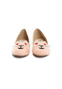 Born2be - Różowe Balerinki Lovely Kitty. Nosek buta: okrągły. Zapięcie: bez zapięcia. Kolor: różowy. Materiał: materiał, skóra. Szerokość cholewki: normalna. Wzór: motyw zwierzęcy, aplikacja. Obcas: na obcasie. Wysokość obcasa: niski #5