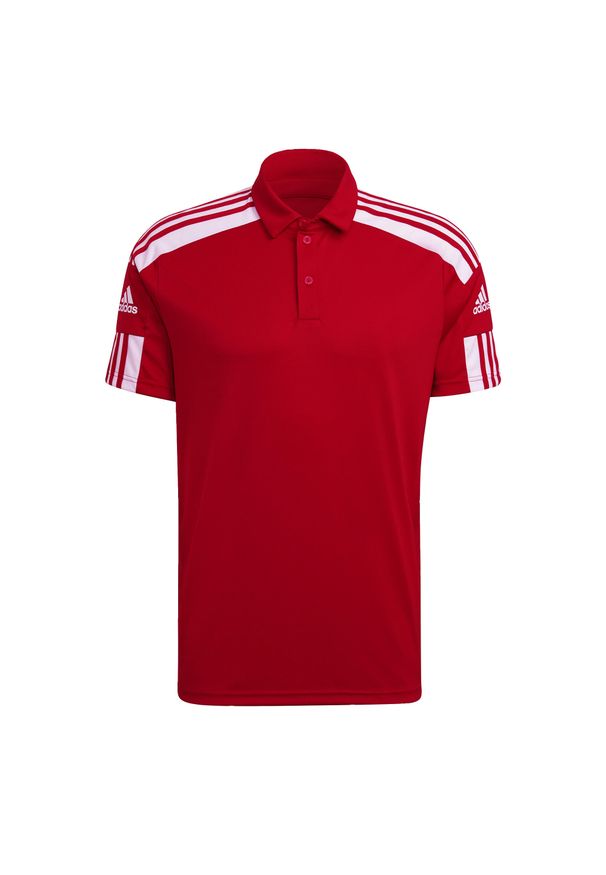 Koszulka polo do piłki nożnej męska Adidas Squadra 21 Polo z krótkim rękawem. Typ kołnierza: polo. Kolor: biały, wielokolorowy, czerwony. Długość rękawa: krótki rękaw. Długość: krótkie