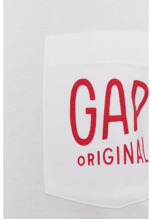 GAP - T-shirt. Okazja: na co dzień. Kolor: biały. Materiał: dzianina. Wzór: nadruk. Styl: casual