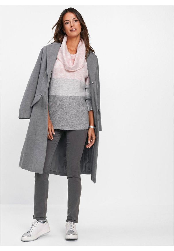 bonprix - Sweter z golfem. Typ kołnierza: golf. Kolor: różowy. Materiał: materiał