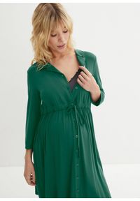 bonprix - Sukienka ciążowa i do karmienia piersią, z kołnierzykiem. Kolekcja: moda ciążowa. Kolor: zielony. Styl: elegancki #2