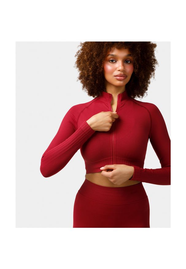 Longsleeve rozpinany Carpatree Elite czerwony. Kolor: czerwony. Materiał: materiał, skóra, elastan. Długość rękawa: długi rękaw