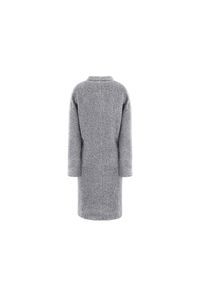 Ochnik - Szary płaszcz damski na suwak. Kolor: szary. Materiał: wełna. Wzór: ze splotem. Sezon: wiosna, jesień #2