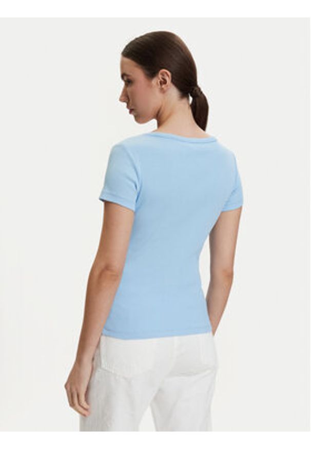 Tommy Jeans T-Shirt DW0DW17385 Niebieski jasny Slim Fit. Kolor: niebieski. Materiał: bawełna
