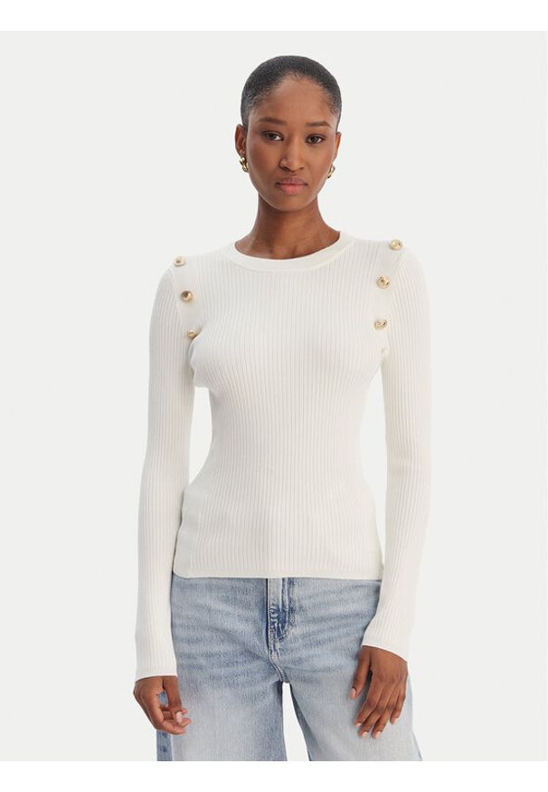 Guess Sweter W6RR58 Z2YK2 Écru Regular Fit. Kolor: kremowy. Materiał: wiskoza