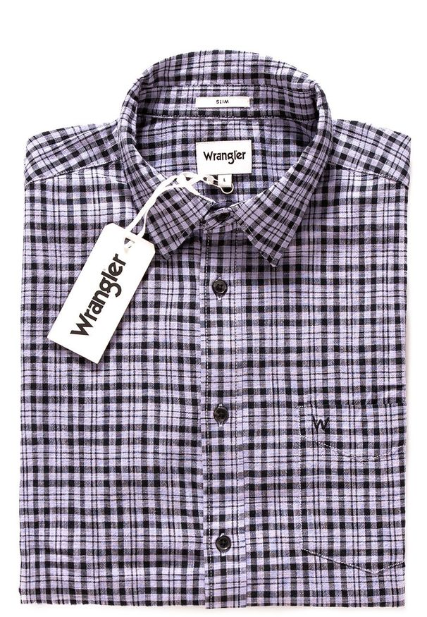 Wrangler - WRANGLER SS 1PKT SHIRT HEIRLOOM LILAC W5881OPGE. Długość rękawa: krótki rękaw. Długość: krótkie