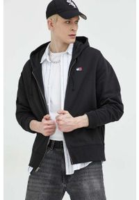 Tommy Jeans bluza bawełniana męska kolor czarny z kapturem gładka. Typ kołnierza: kaptur. Kolor: czarny. Materiał: bawełna. Wzór: gładki #1