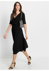 bonprix - Sukienka z dżerseju z przyjaznej dla środowiska wiskozy. Kolor: czarny. Materiał: jersey, wiskoza