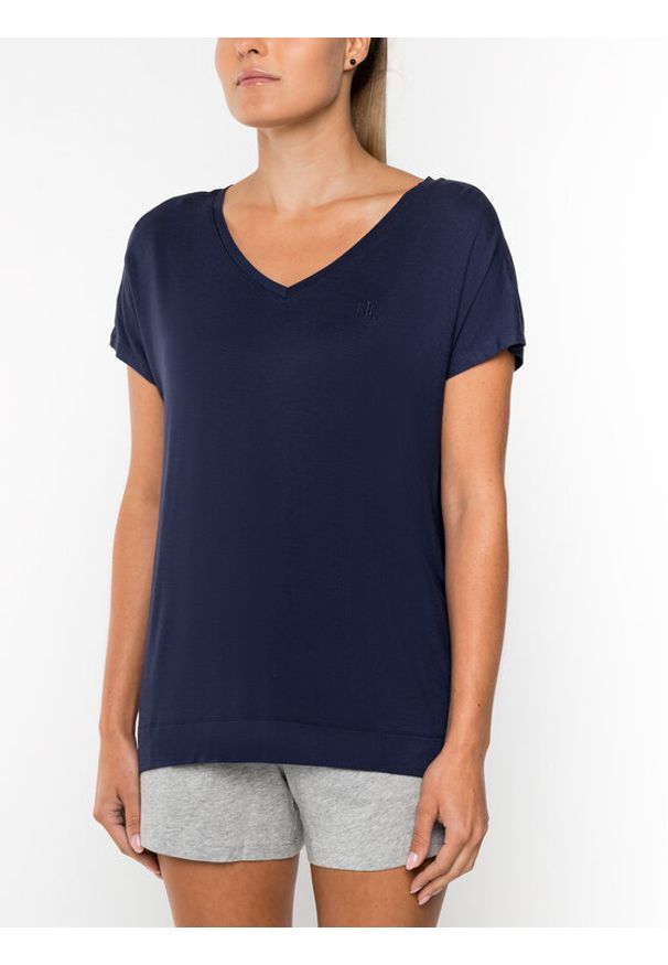 Lauren Ralph Lauren T-Shirt ILN61593 Granatowy Regular Fit. Kolor: niebieski. Materiał: wiskoza