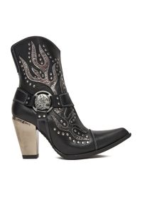 NEW ROCK Kowbojki M-7919-S1 Czarny. Kolor: czarny. Materiał: skóra. Styl: rockowy #1