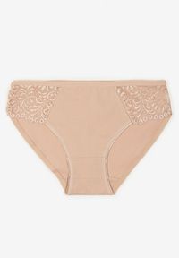 Born2be - Beżowe Gładkie Majtki Figi z Bawełny Venessila. Kolor: beżowy. Materiał: bawełna. Wzór: gładki #1