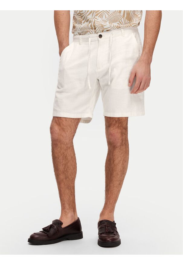 Selected Homme Szorty materiałowe Brody 16087638 Écru Regular Fit. Materiał: len, bawełna