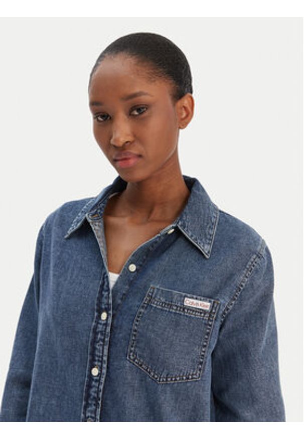 Calvin Klein Jeans Koszula jeansowa LV047E742G Granatowy Regular Fit. Kolor: niebieski. Materiał: bawełna