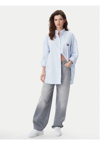 Tommy Jeans Koszula Badge DW0DW20289 Błękitny Oversize. Kolor: niebieski. Materiał: bawełna #4
