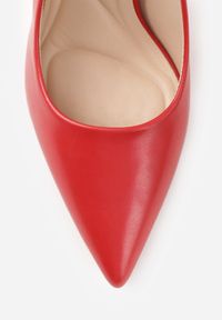 Born2be - Czerwone Klasyczne Szpilki VICES o Gładkim Wykończeniu Selimya. Okazja: na co dzień, na ślub cywilny, do pracy, na wesele. Kolor: czerwony. Materiał: jeans. Wzór: gładki. Obcas: na szpilce. Styl: klasyczny #3