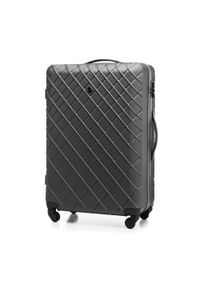Wittchen - Duża walizka z ABS-u w ukośną kratkę stalowo-czarna. Kolor: wielokolorowy, czarny, szary. Materiał: guma. Wzór: kratka #5