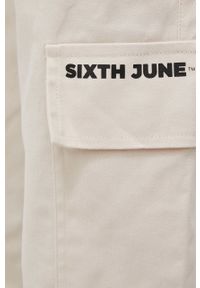 Sixth June spodnie damskie kolor beżowy fason cargo high waist. Stan: podwyższony. Kolor: beżowy #4