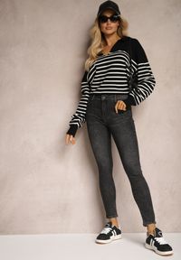 Renee - Szare Skinny Jeansy Push Up z Dodatkiem Bawełny High Waist Rialunae. Okazja: na co dzień. Stan: podwyższony. Kolor: szary. Długość: długie. Wzór: jednolity. Styl: casual, klasyczny, elegancki